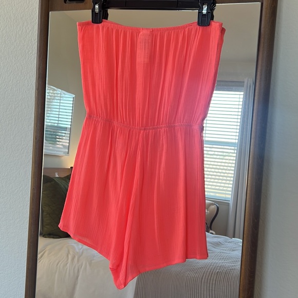 Laundry by Shelli Segal Coral colored romper jumpsuit Beach coverup - Picture 3 of 3
